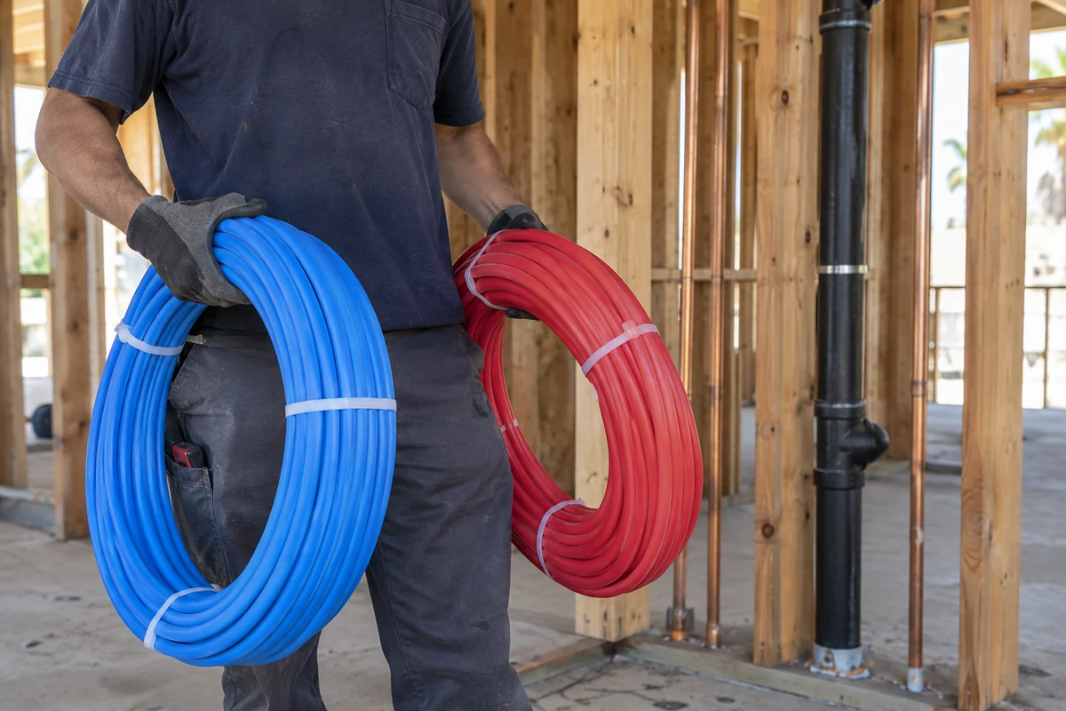 Full-house plumbing installation using PEX tubing